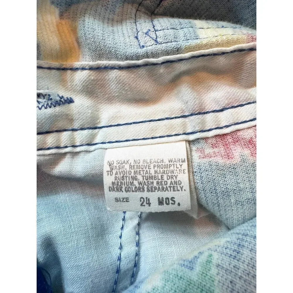 Vintage OshKosh Clown Print Blue Corduroy Overalls 24 Months
